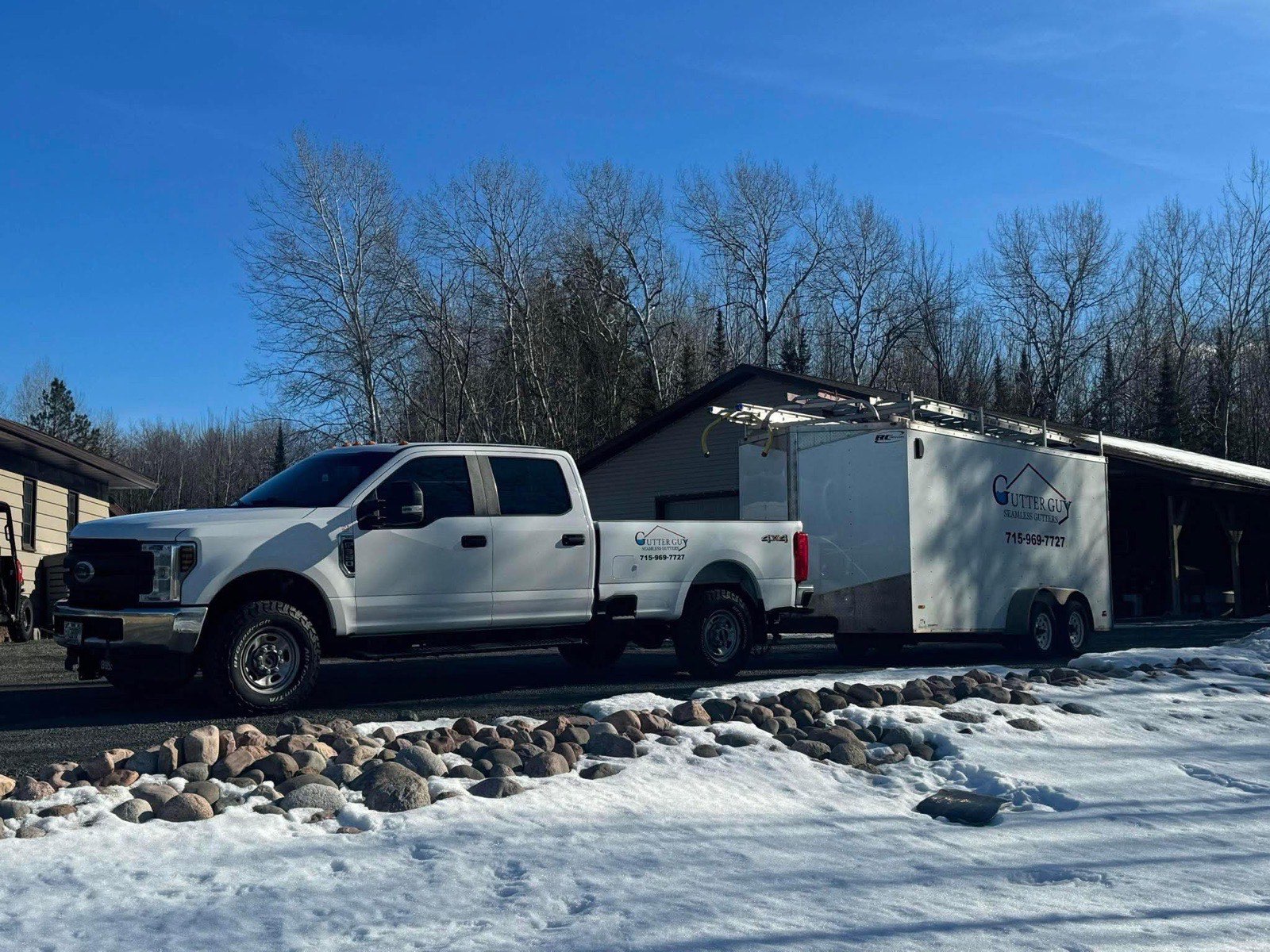 Finished gutter run along an eave